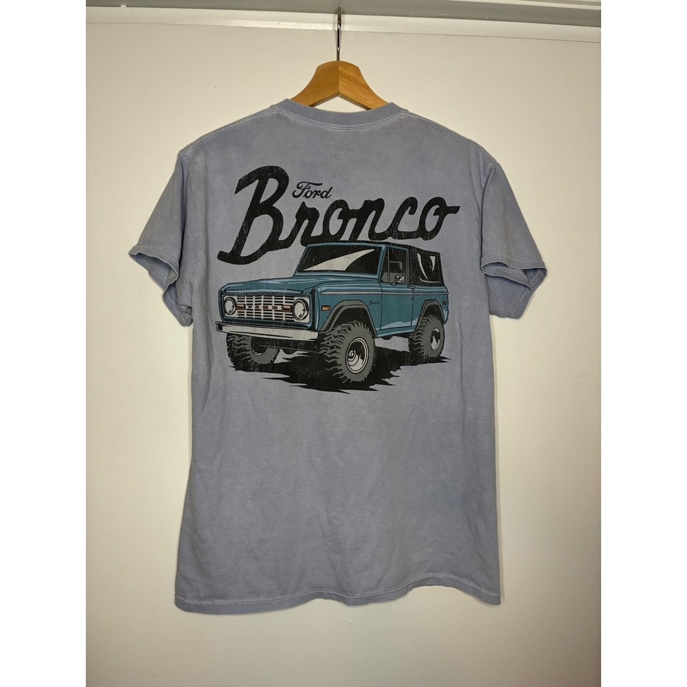 Ford T-Shirt Mens Small Blue Bronco Graphic Short Sleeve Cotton Crew Neck Tee